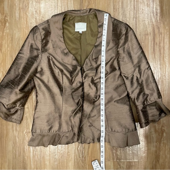 Watters & Watters Iridescent Brown Raw Silk jacket, Mother Of The Bride, Sz 15 - Picture 6 of 8